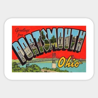 Greetings from Portsmouth Ohio, Vintage Large Letter Postcard Sticker